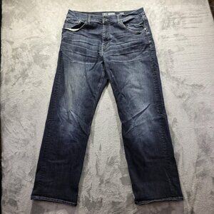BKE Jeans Mens 36R Blue Seth Straight Leg Stretch Denim Dark Wash Distressed
